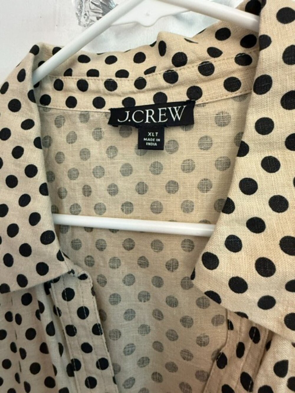 J. Crew Bungalow popover dress in dot linen XL TALL nwot - Picture 3 of 5